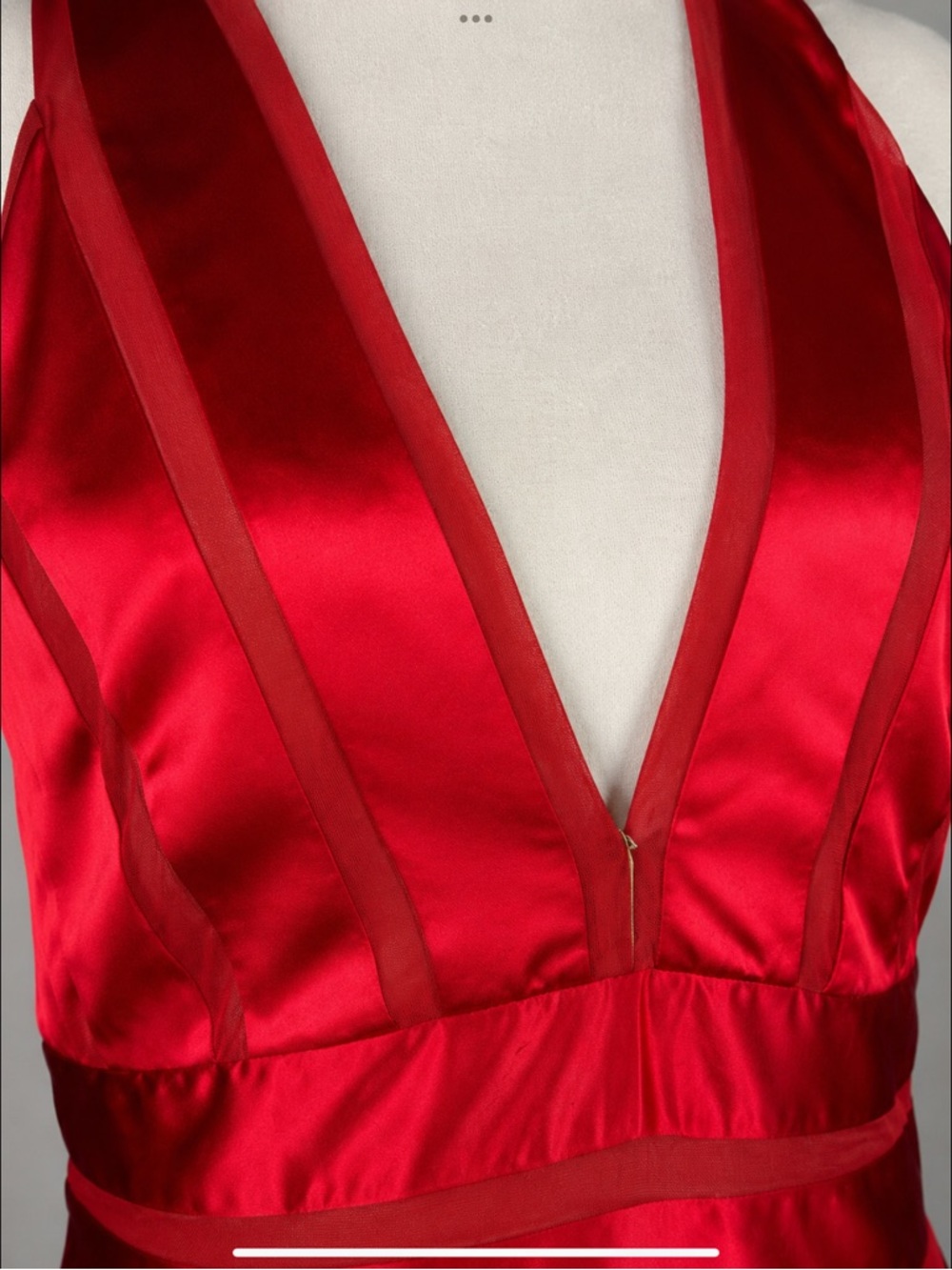 BCBGMAXAZRIA Pure Silk Halter Dress Red Y2K Glam Cocktail Evening Dress 10P - Picture 7 of 16